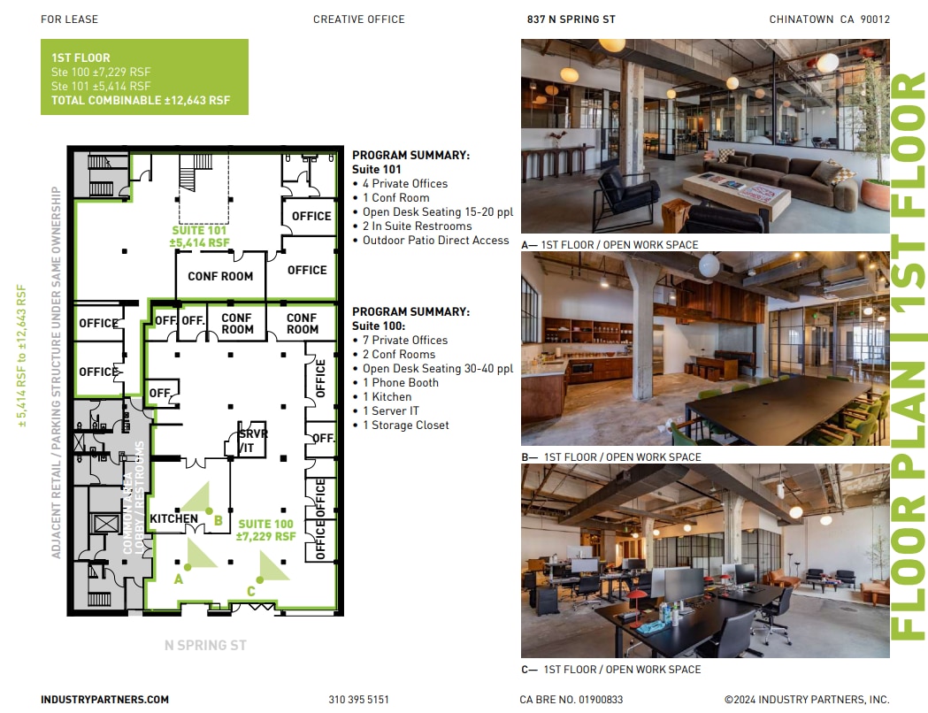 837 N Spring St, Los Angeles, CA à louer Plan d’étage- Image 1 de 1