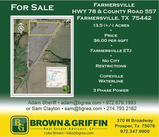 Plus de détails pour 1302 State Highway 78 S, Farmersville, TX - Terrain à vendre