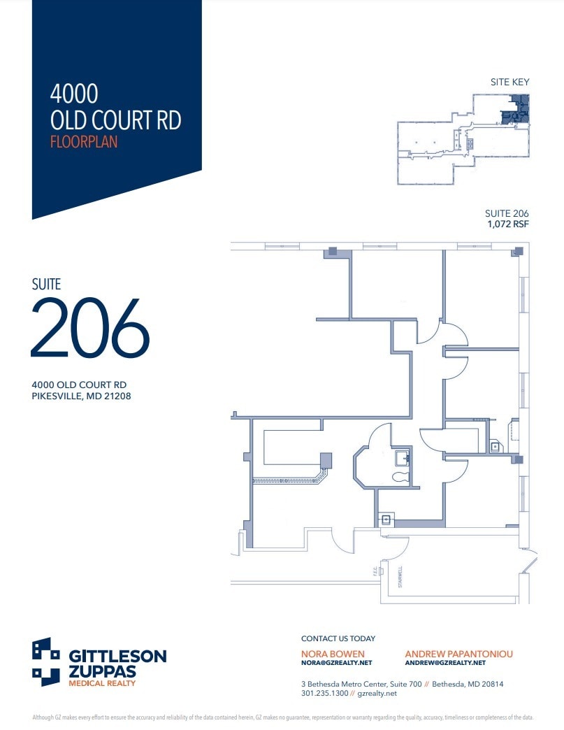 4000 Old Court Rd, Pikesville, MD à louer Plan d’étage- Image 1 de 1