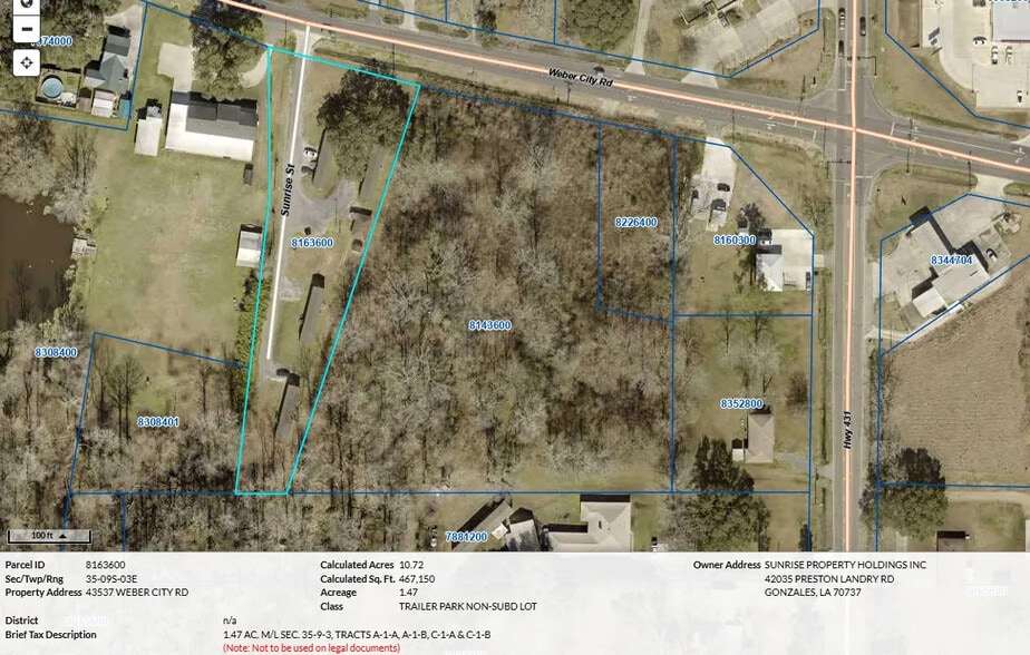 43519 Weber City Rd, Gonzales, LA à vendre - Plan cadastral - Image 2 de 6