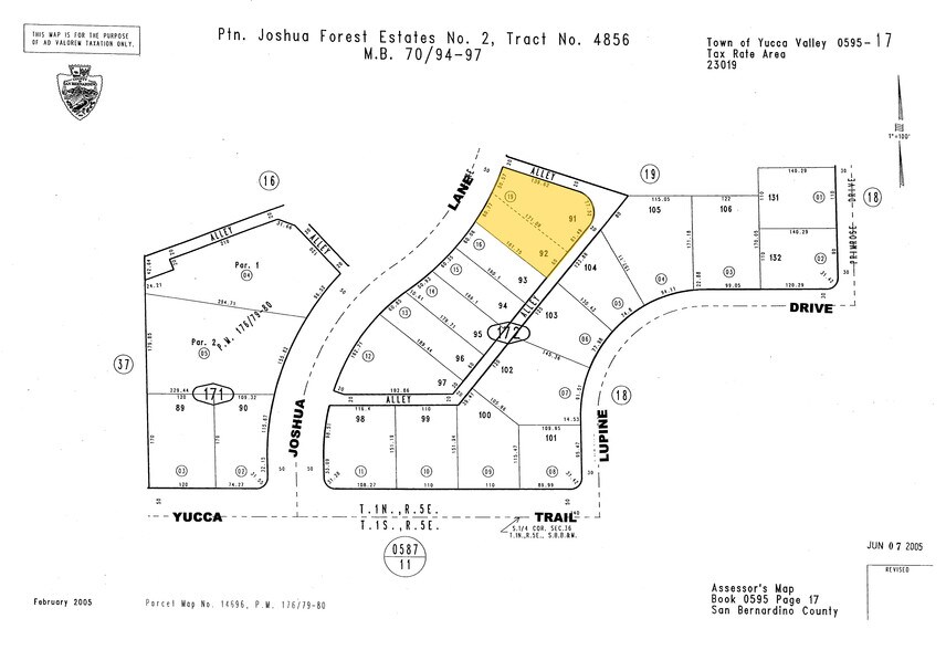 7211 Joshua Ln, Yucca Valley, CA for lease - Plat Map - Image 2 of 22