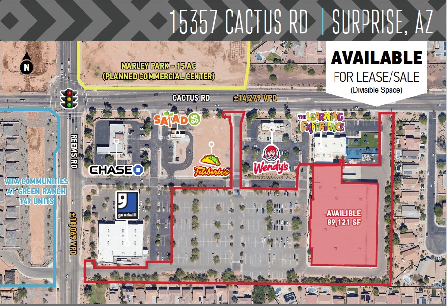 15357 W Cactus Rd, Surprise, AZ for lease Aerial- Image 1 of 9