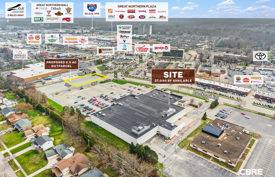 26636-26662 Brookpark Rd, North Olmsted, OH for lease - Aerial - Image 2 of 4