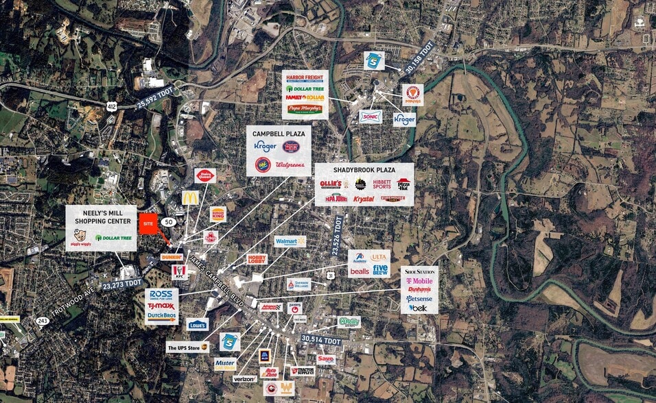 1304 Trotwood Ave, Columbia, TN for sale - Aerial - Image 1 of 2