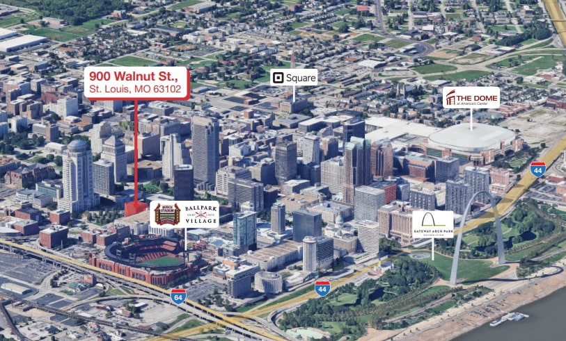 900 Walnut St, Saint Louis, MO for lease - Aerial - Image 3 of 3