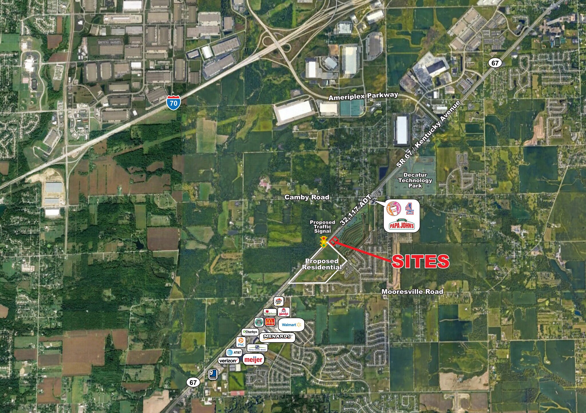 SR 67 & Camby Village Road, Camby, IN for sale Aerial- Image 1 of 2