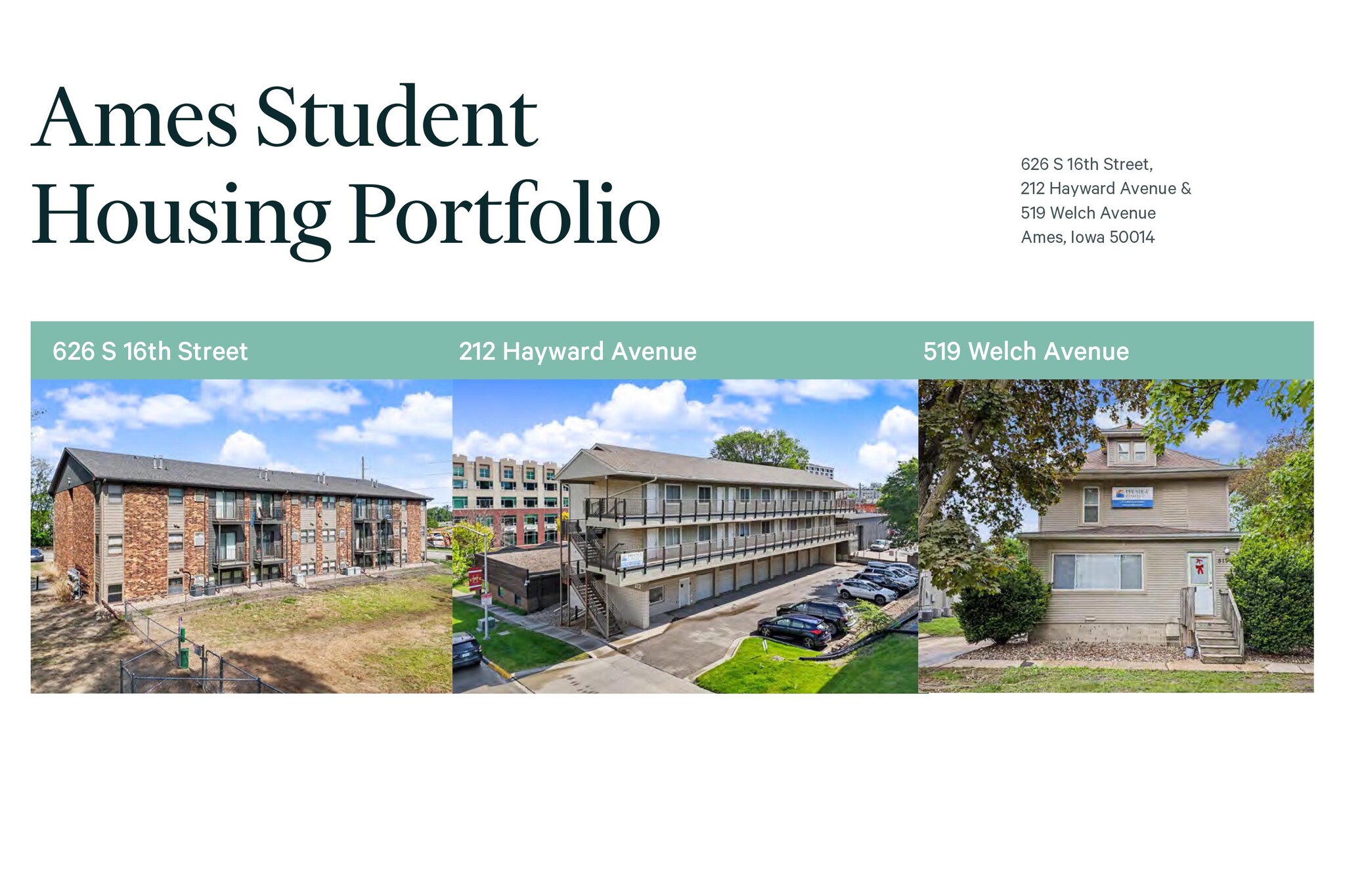 Ames Student Housing Portfolio portefeuille de 3 propriétés à vendre sur LoopNet.ca Photo du bâtiment- Image 1 de 15
