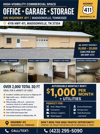 Plus de détails pour 4116 US-411, Madisonville, TN - Local d'activités à louer