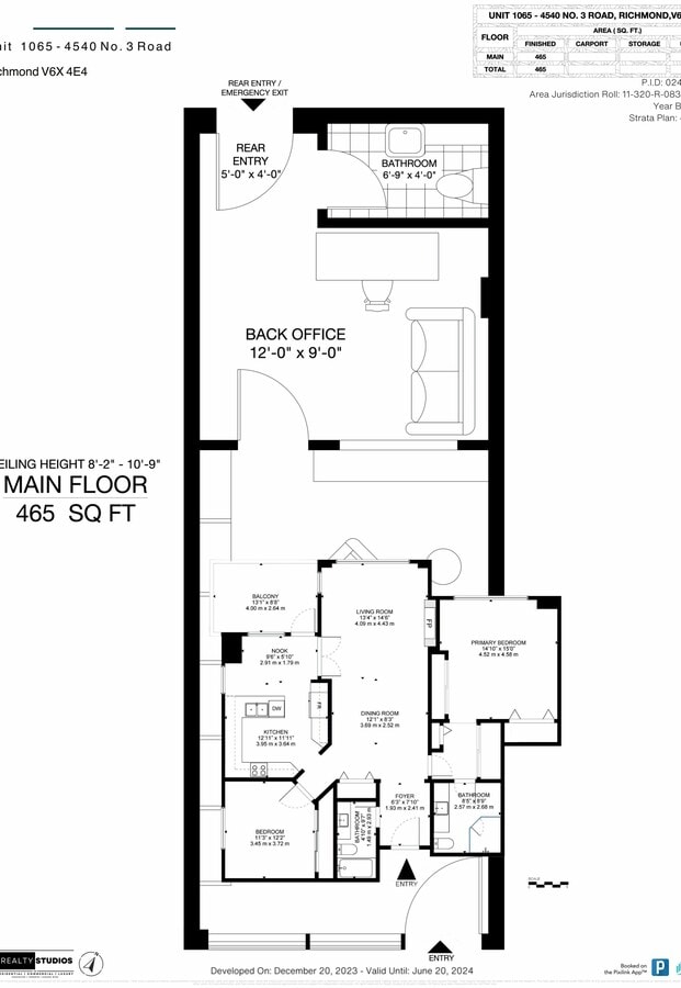 4540 No 3 Rd, Richmond, BC V6X 2C2 - Unit 1065 - - Floor Plan - Image 1 of 2