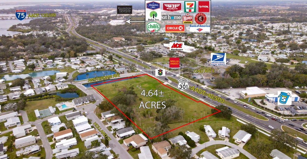 US 301 & Amsterdam, Ellenton, FL for lease - Aerial - Image 1 of 3