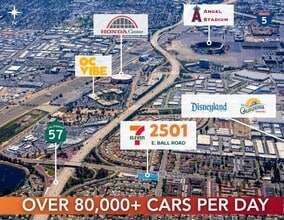 2501 E Ball Rd, Anaheim, CA - AERIAL map view