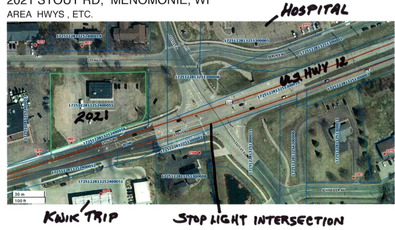 2021 Stout Rd, Menomonie, WI for lease - Aerial - Image 3 of 3
