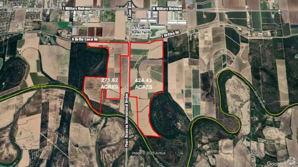 424.43 Acres on East Side of Pharr-Reynosa Intl Bridge, Pharr, TX for sale - Aerial - Image 2 of 4
