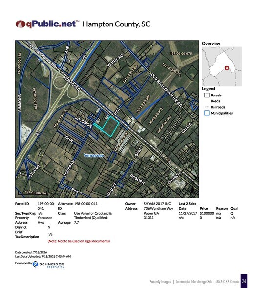 Intermodal Interchange Site - I-95 & CSX Rail Centric by 1 Minute - Workforce Housing, Yemassee, SC for sale - Building Photo - Image 3 of 11