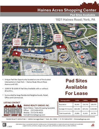 Plus de détails pour 1031 Haines Rd, York, PA - Terrain à louer
