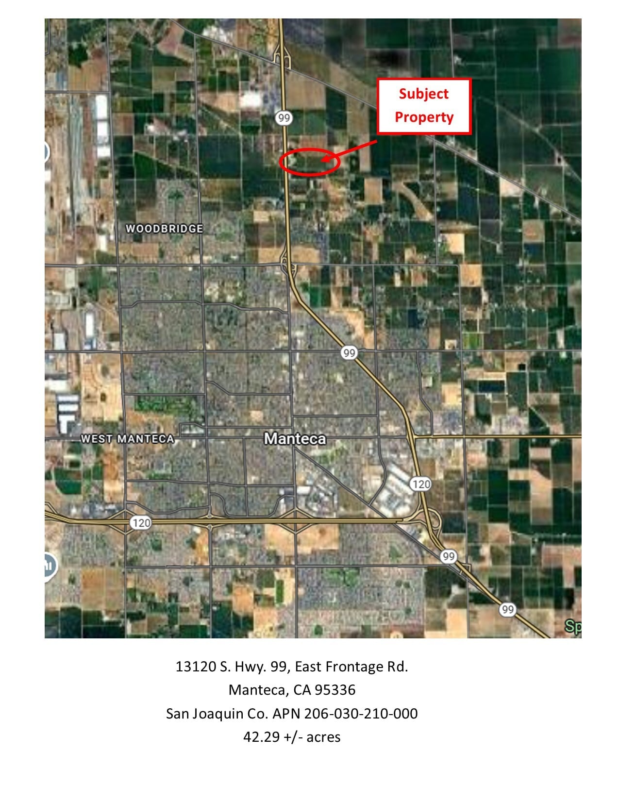 13120 S Highway 99, Manteca, CA for sale Aerial- Image 1 of 20