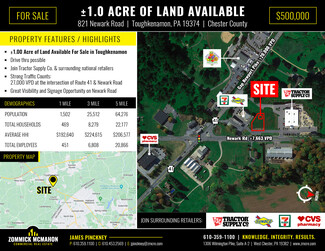 Plus de détails pour 821 Newark rd, Toughkenamon, PA - Terrain à vendre