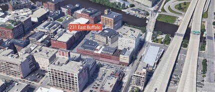 231 E Buffalo St, Milwaukee, WI - Aérien  Vue de la carte