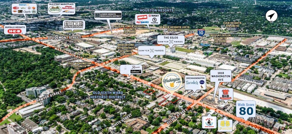 1925 Washington Ave, Houston, TX for lease - Aerial - Image 2 of 4