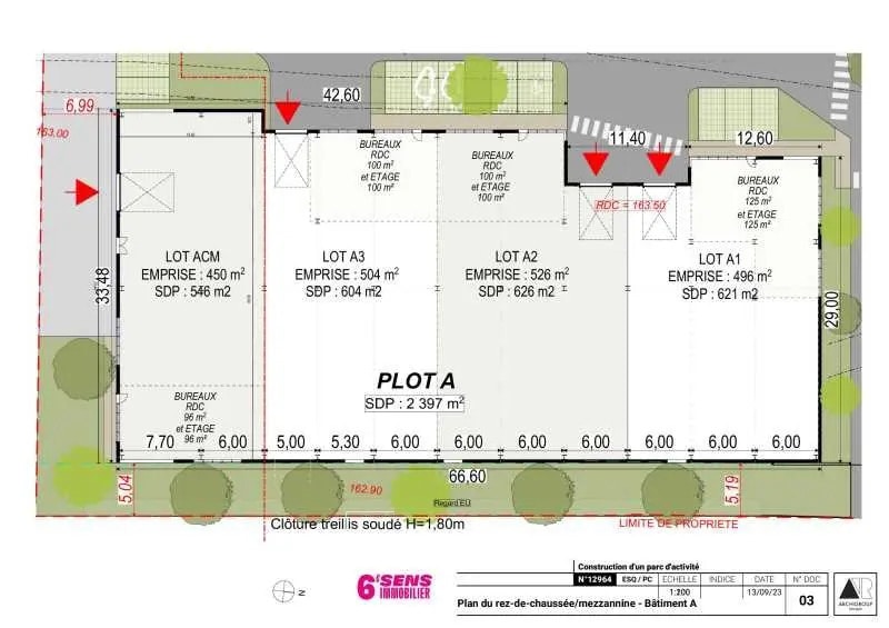 Bureau dans OULLINS-PIERRE-BÉNITE à louer Plan d’étage- Image 1 de 7