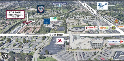 6940 S Utica Ave, Tulsa, OK - AERIAL  map view