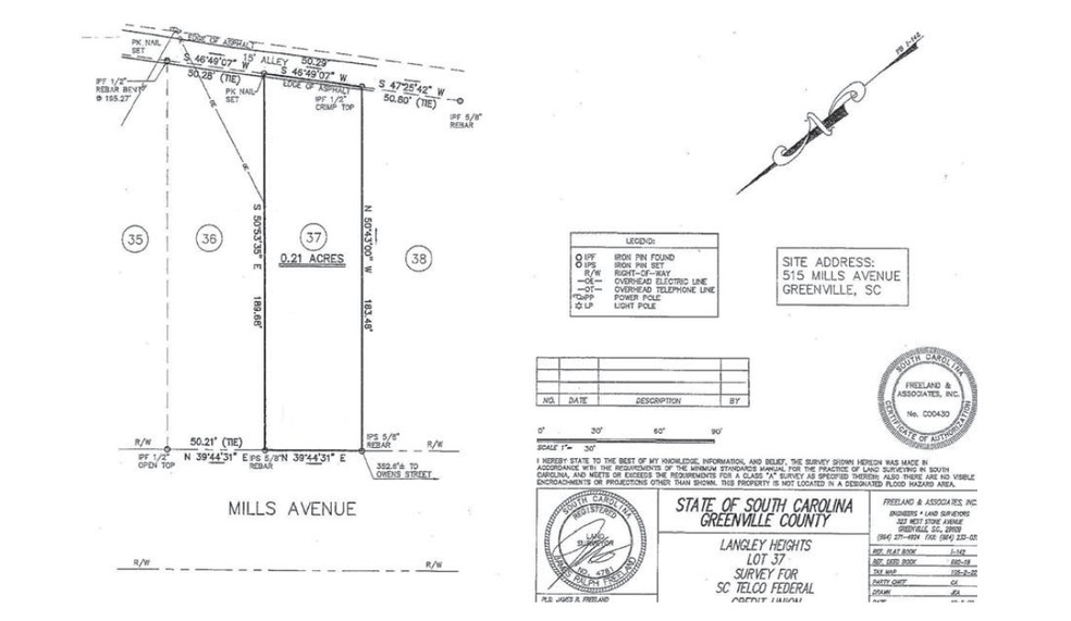 511-515 Mills Ave, Greenville, SC à vendre - Plan de site - Image 1 de 3