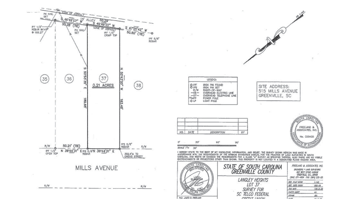 511-515 Mills Ave, Greenville, SC à vendre Plan de site- Image 1 de 4