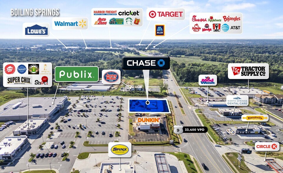 4400 SC-9, Boiling Springs, SC à vendre - Aérien - Image 2 de 3