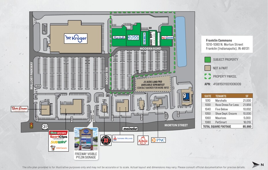 1010-1080 N Morton St, Franklin, IN à vendre - Photo du bâtiment - Image 2 de 3