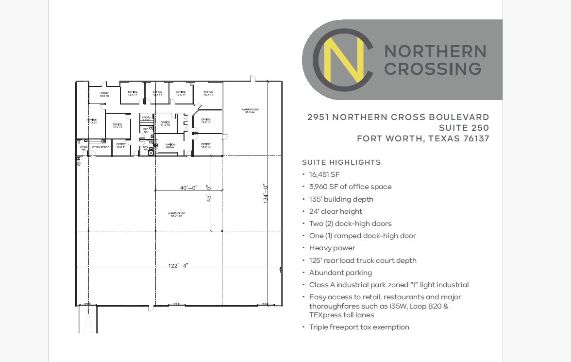 2951 Northern Cross Blvd, Fort Worth, TX for lease Floor Plan- Image 1 of 1