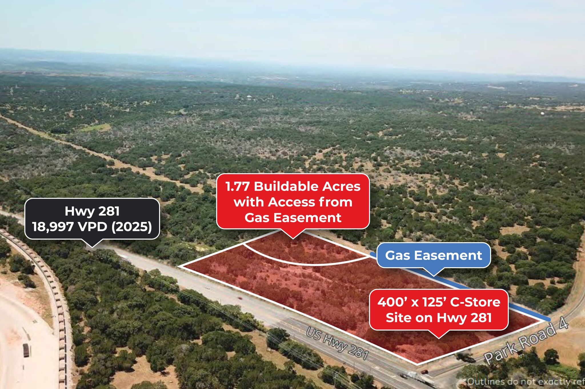 US Hwy 281 & Park Road 4, Burnet, TX for sale Aerial- Image 1 of 6