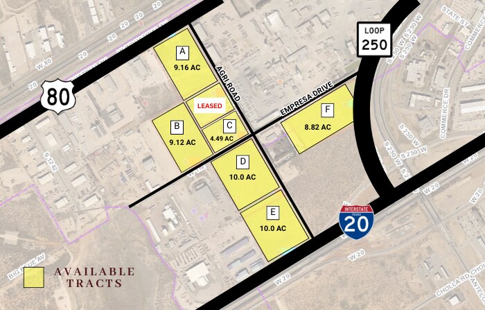 I-20 and Loop 250, Midland, TX à louer Aérien- Image 1 de 2