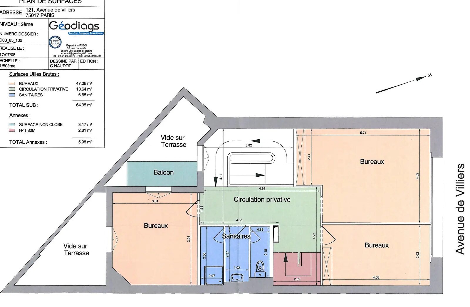 121 Avenue De Villiers, Paris à vendre Plan d’étage- Image 1 de 2