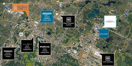 55 E Silverdome Industrial Park, Pontiac, MI - Aérien Vue de la carte