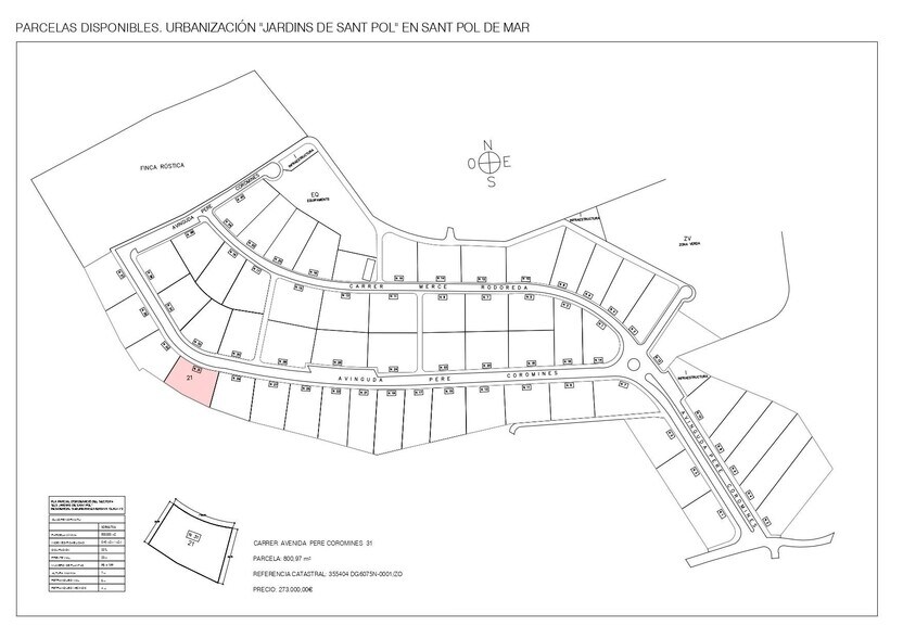 33 Avinguda de Pere Coromines, Sant Pol de Mar, Barcelona à vendre - Plan cadastral - Image 1 de 1