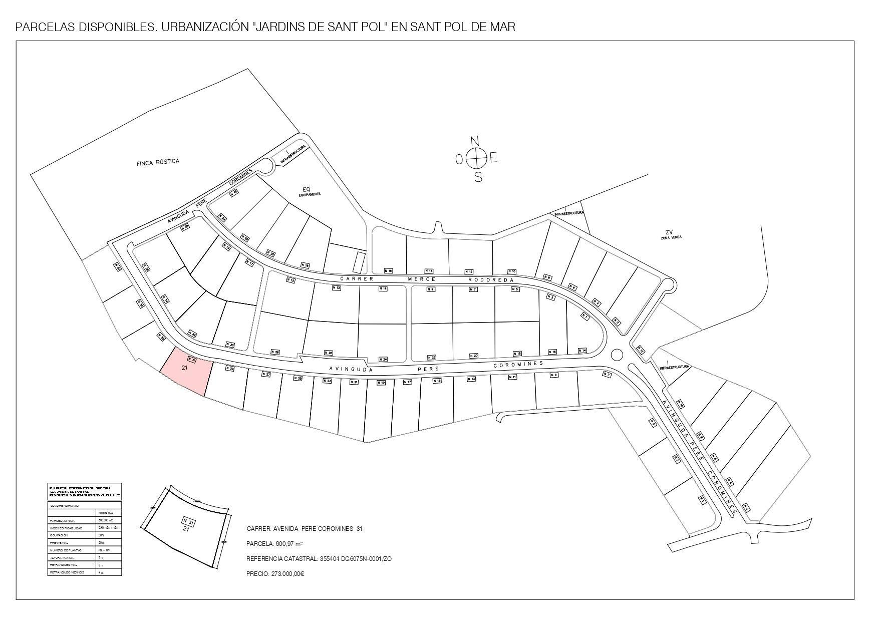 33 Avinguda de Pere Coromines, Sant Pol de Mar, Barcelona à vendre Plan cadastral- Image 1 de 2