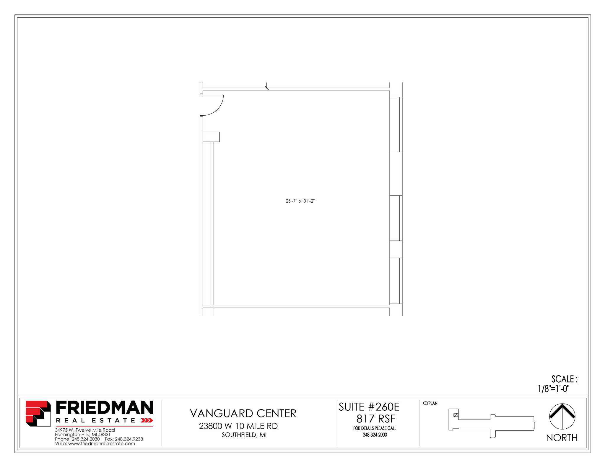 23800 W 10 Mile Rd, Southfield, MI à louer Plan d  tage- Image 1 de 2