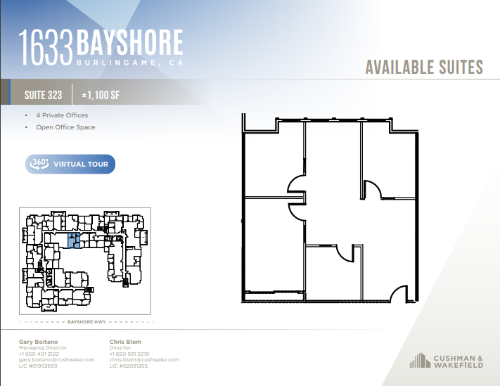 1633 Bayshore Hwy, Burlingame, CA à louer Plan d’étage- Image 1 de 1