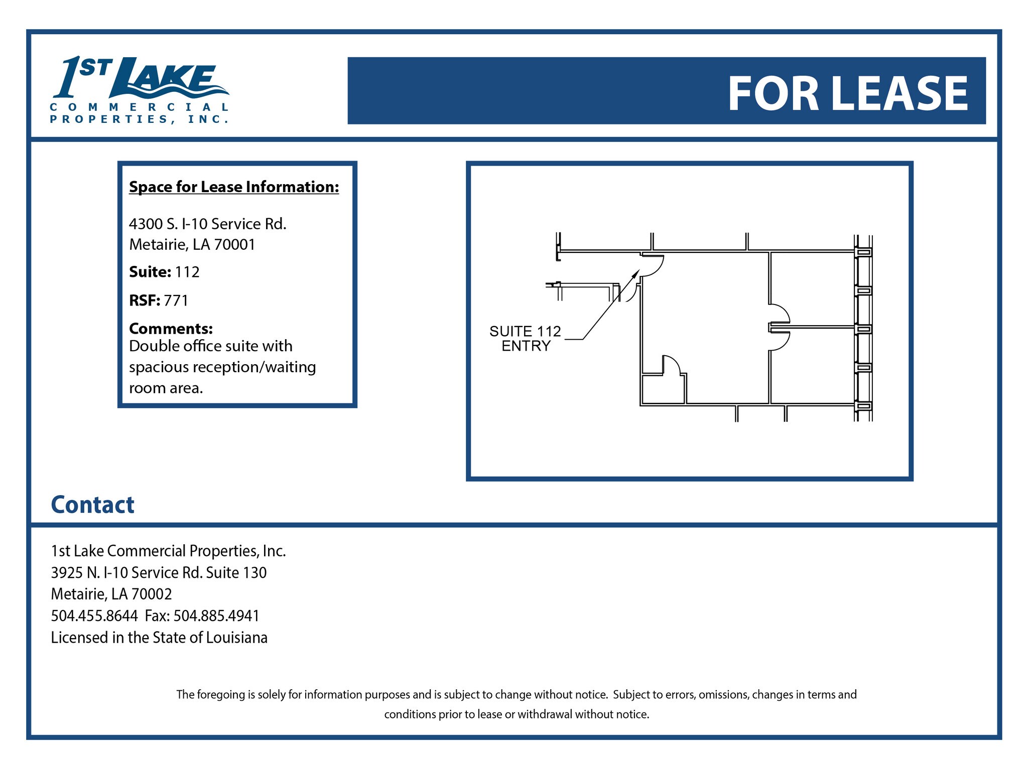 4300 S I-10 Service Rd, Metairie, LA à louer Plan d’étage- Image 1 de 1