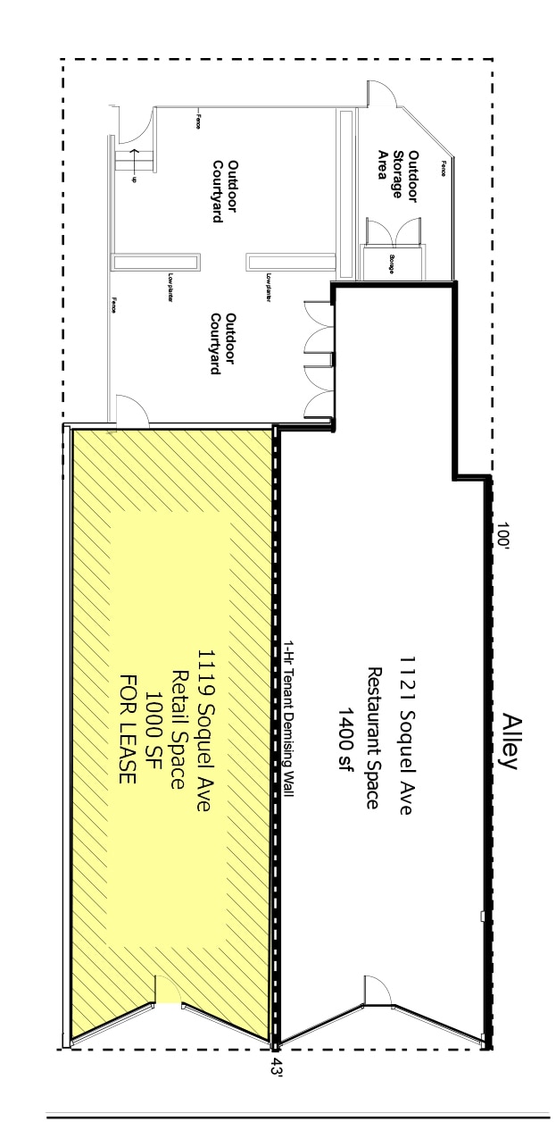 1119-1121 Soquel Ave, Santa Cruz, CA à louer Plan d’étage- Image 1 de 2