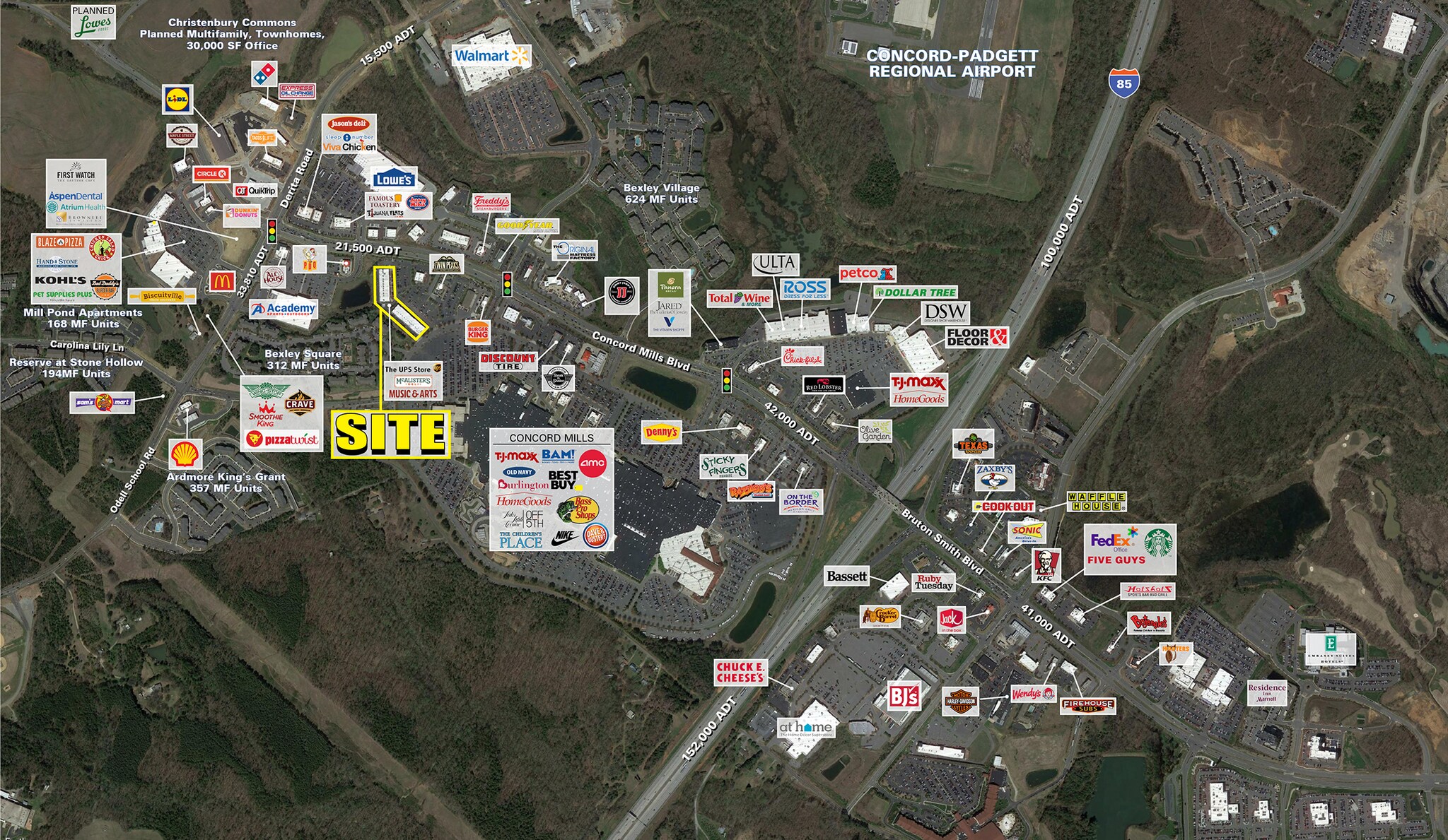 8657 Concord Mills Blvd, Concord, NC for lease Aerial- Image 1 of 4
