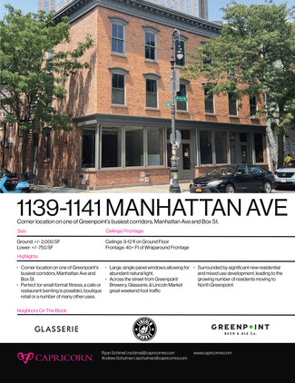 Plus de détails pour 1139-1141 Manhattan Ave, Brooklyn, NY - Vente au détail à louer