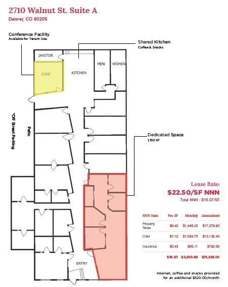 2710 Walnut St, Denver, CO à louer Plan d’étage- Image 1 de 1