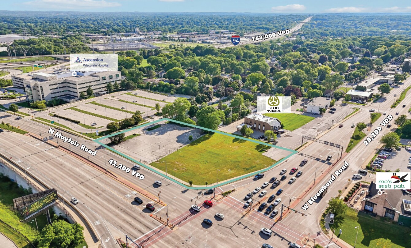 Hwy 100 & Bluemond Rd, Wauwatosa, WI for lease Aerial- Image 1 of 3