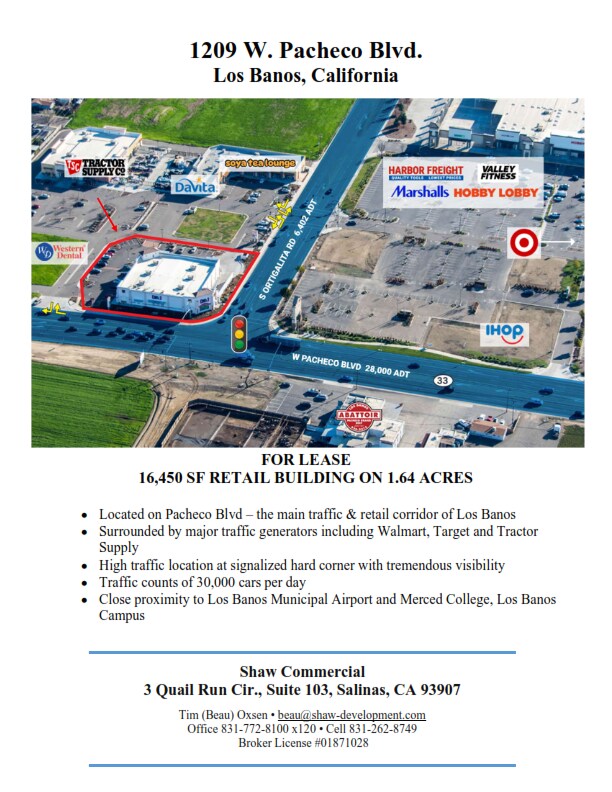 1209 W Pacheco Blvd, Los Banos, CA à louer Aérien- Image 1 de 11