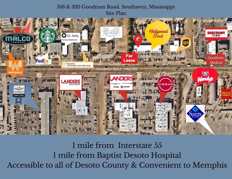 316-360 Goodman Rd, Southaven, MS for lease - Building Photo - Image 2 of 2