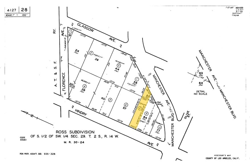 927 W Manchester Blvd, Inglewood, CA for sale - Plat Map - Image 3 of 3