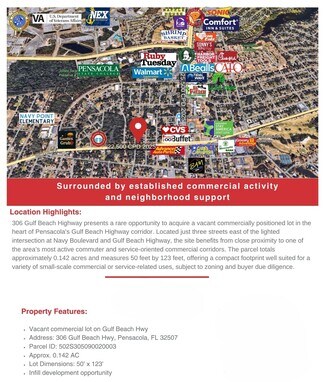 Plus de détails pour 306 Gulf Beach Hwy, Pensacola, FL - Terrain à vendre