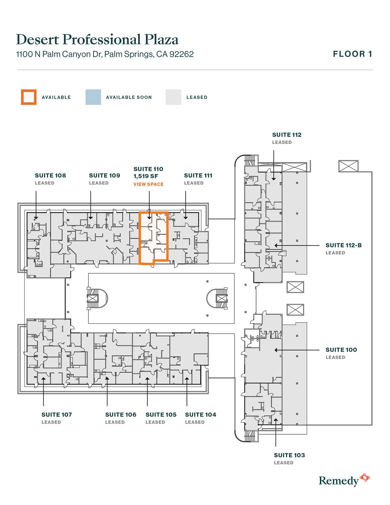 1100 N Palm Canyon Dr, Palm Springs, CA à louer Plan d’étage- Image 1 de 1