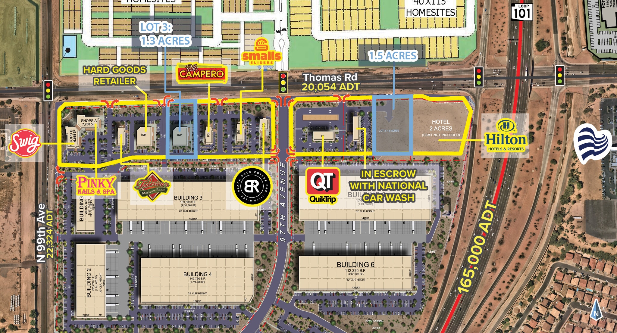 SEC 99th & Thomas Rd ave, Phoenix, AZ for lease Aerial- Image 1 of 5